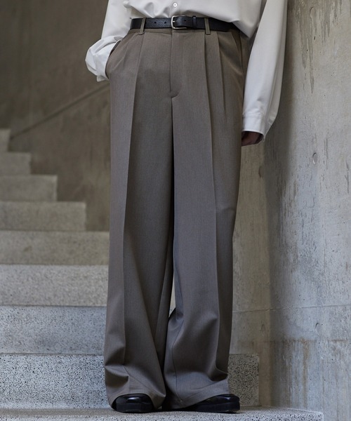CLEL Prime TR 3D Tuck Pants ライトグレー CLEL スラックス 「CLEL」Linen Blend 3D Tuck Slacks/リネン