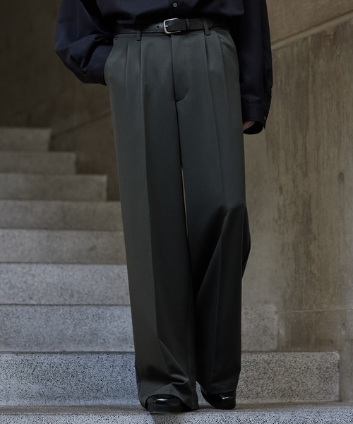 セール】【CLEL】Prime TR Semi-wide Tuck Slacks / プライムTR