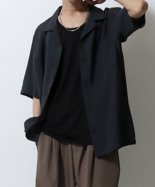 テンダー/ディドコットシャツ/反応性染色/ビッグシルエット/定価53,900円 セール】Thickness Open Collar Shirt/接触冷感 ビッグ
