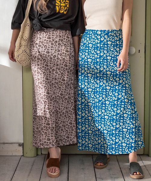 anap mimpi（アナップミンピ）の「レオパード柄 セミフレア ロング スカート（スカート・レディース・ベージュ/ダークグレー/ブルー・FREE）」の3枚目の写真