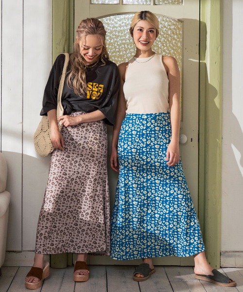 anap mimpi（アナップミンピ）の「レオパード柄 セミフレア ロング スカート（スカート・レディース・ベージュ/ダークグレー/ブルー・FREE）」の5枚目の写真