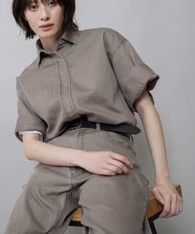 Munich | ダスティー加工デニムハーフスリーブシャツ(シャツ/ブラウス)