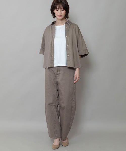 Munich（ミューニック）の「ダスティー加工デニムハーフスリーブシャツ（シャツ/ブラウス・レディース・モカ/ピンク/サックスブルー・FREE）」の18枚目の写真