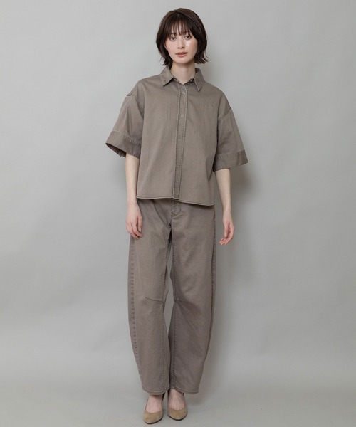 Munich（ミューニック）の「ダスティー加工デニムハーフスリーブシャツ（シャツ/ブラウス・レディース・モカ/ピンク/サックスブルー・FREE）」の12枚目の写真