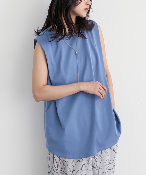 n'OrLABEL(ノアールレーベル)の「【接触冷感・遮熱効果】肩タックノースリーブカットソー(Tシャツ/カットソー・レディース・イエロー/ライトグレー/ブルー/ブラック・2/1)」の12枚目の写真