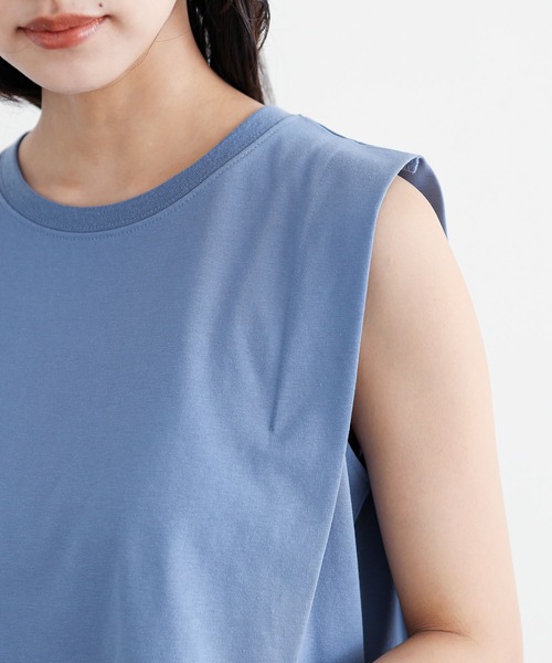 n'OrLABEL(ノアールレーベル)の「【接触冷感・遮熱効果】肩タックノースリーブカットソー(Tシャツ/カットソー・レディース・イエロー/ライトグレー/ブルー/ブラック・2/1)」の17枚目の写真