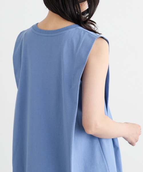 n'OrLABEL(ノアールレーベル)の「【接触冷感・遮熱効果】肩タックノースリーブカットソー(Tシャツ/カットソー・レディース・イエロー/ライトグレー/ブルー/ブラック・2/1)」の18枚目の写真