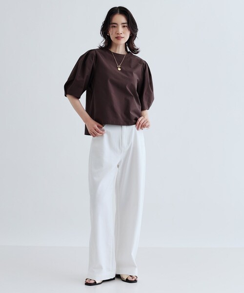 GALLEST（ギャレスト）の「【セットアップ可能】ストライプサッカーブラウス（シャツ/ブラウス・レディース・ブラック/ブラウン系その他・38）」の8枚目の写真