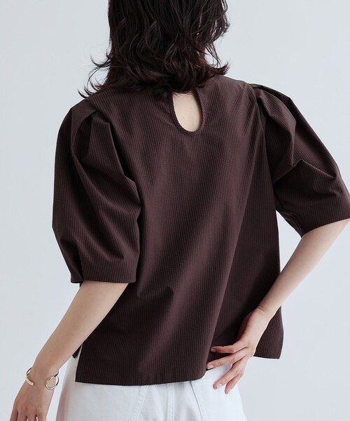 GALLEST（ギャレスト）の「【セットアップ可能】ストライプサッカーブラウス（シャツ/ブラウス・レディース・ブラック/ブラウン系その他・38）」の11枚目の写真