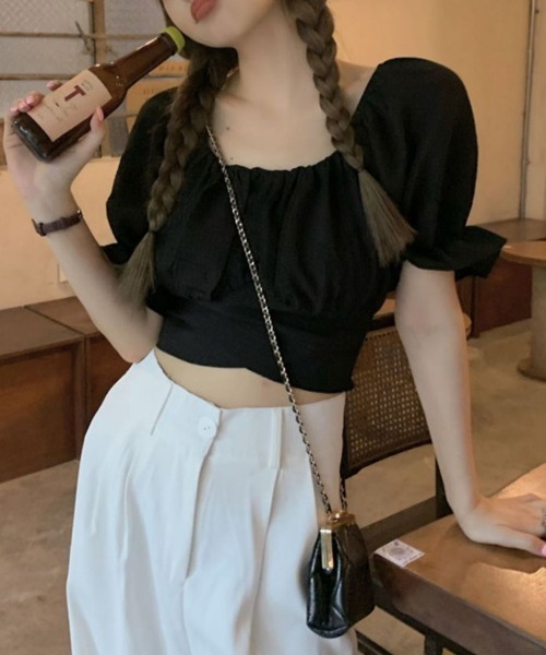 Miniministore(ミニミニストア)の「オフショルダーブラウス バックリボン夏服(シャツ/ブラウス・レディース・ブラック/ホワイト・FREE)」の3枚目の写真