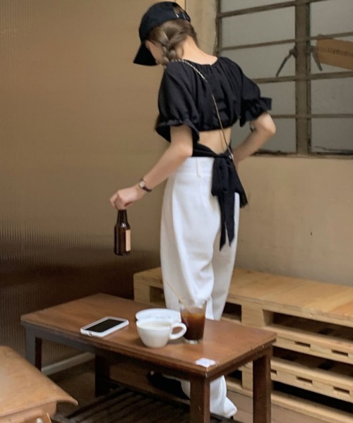 Miniministore(ミニミニストア)の「オフショルダーブラウス バックリボン夏服(シャツ/ブラウス・レディース・ブラック/ホワイト・FREE)」の13枚目の写真