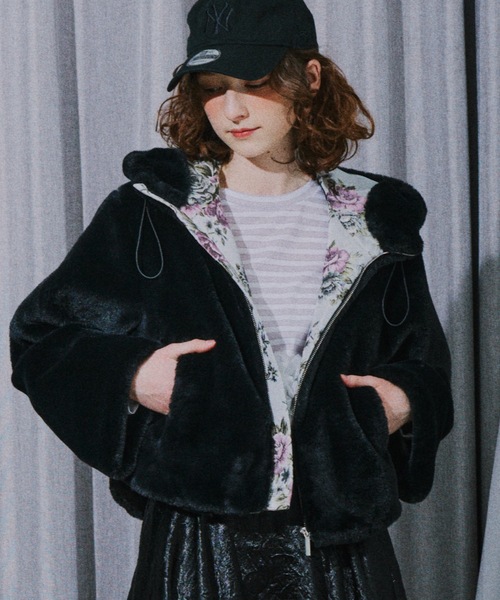 【連休価格】whitebear ファーブルゾン セール】ラウンドヘムファーブルゾン（ブルゾン）｜VIOLETTA