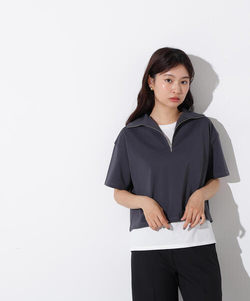 N.(N. Natural Beauty Basic)(エヌエヌナチュラルビューティーベーシック)の「ハーフジッププルオーバー(Tシャツ/カットソー・レディース・オフホワイト/チャコールグレー/ライトグリーン・MEDIUM)」の21枚目の写真