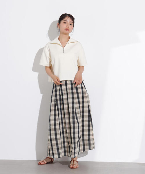 N.(N. Natural Beauty Basic)(エヌエヌナチュラルビューティーベーシック)の「ハーフジッププルオーバー(Tシャツ/カットソー・レディース・オフホワイト/チャコールグレー/ライトグリーン・MEDIUM)」の5枚目の写真