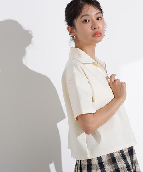 N.(N. Natural Beauty Basic)(エヌエヌナチュラルビューティーベーシック)の「ハーフジッププルオーバー(Tシャツ/カットソー・レディース・オフホワイト/チャコールグレー/ライトグリーン・MEDIUM)」の6枚目の写真