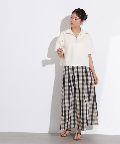 N.(N. Natural Beauty Basic)(エヌエヌナチュラルビューティーベーシック)の「ハーフジッププルオーバー(Tシャツ/カットソー・レディース・オフホワイト/チャコールグレー/ライトグリーン・MEDIUM)」の7枚目の写真