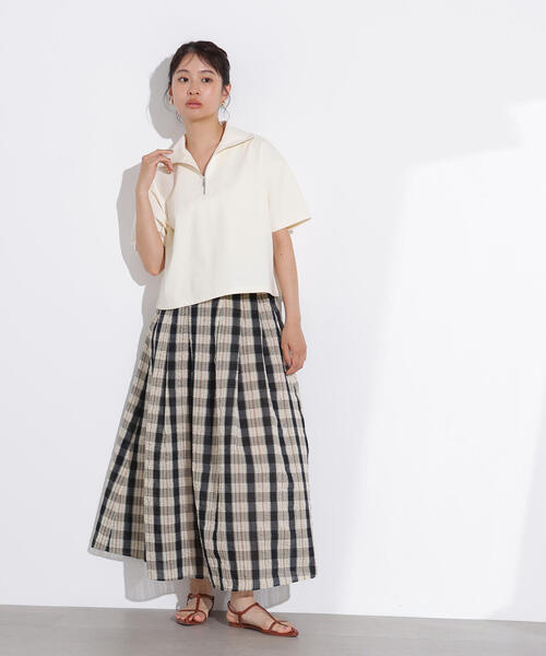 N.(N. Natural Beauty Basic)(エヌエヌナチュラルビューティーベーシック)の「ハーフジッププルオーバー(Tシャツ/カットソー・レディース・オフホワイト/チャコールグレー/ライトグリーン・MEDIUM)」の8枚目の写真