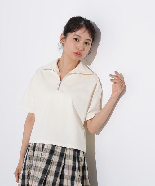 N.(N. Natural Beauty Basic)(エヌエヌナチュラルビューティーベーシック)の「ハーフジッププルオーバー(Tシャツ/カットソー・レディース・オフホワイト/チャコールグレー/ライトグリーン・MEDIUM)」の9枚目の写真