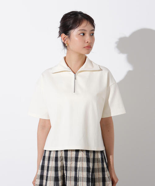 N.(N. Natural Beauty Basic)(エヌエヌナチュラルビューティーベーシック)の「ハーフジッププルオーバー(Tシャツ/カットソー・レディース・オフホワイト/チャコールグレー/ライトグリーン・MEDIUM)」の12枚目の写真