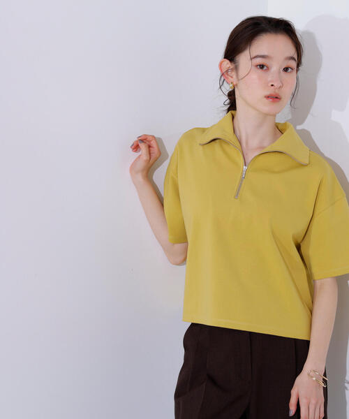N.(N. Natural Beauty Basic)(エヌエヌナチュラルビューティーベーシック)の「ハーフジッププルオーバー(Tシャツ/カットソー・レディース・オフホワイト/チャコールグレー/ライトグリーン・MEDIUM)」の3枚目の写真