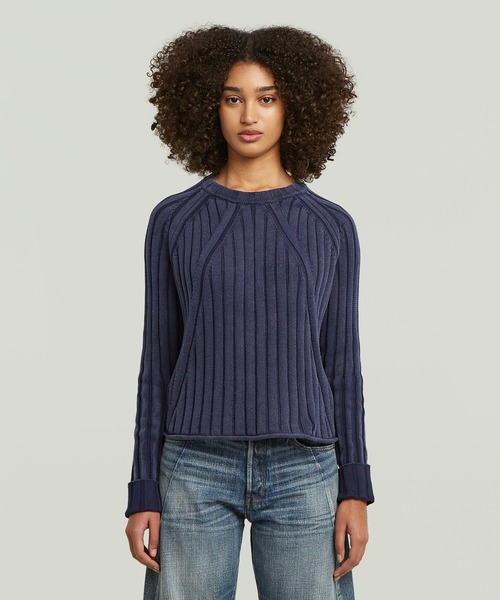 G-STAR（ジースター）の「WASHED LOOSE KNIT/ウォッシュ加工オーバーサイズルーズニットセーター（ニット/セーター・レディース・ブルー系その他/ベージュ系その他・SMALL/X-SMALL/MEDIUM）」の9枚目の写真