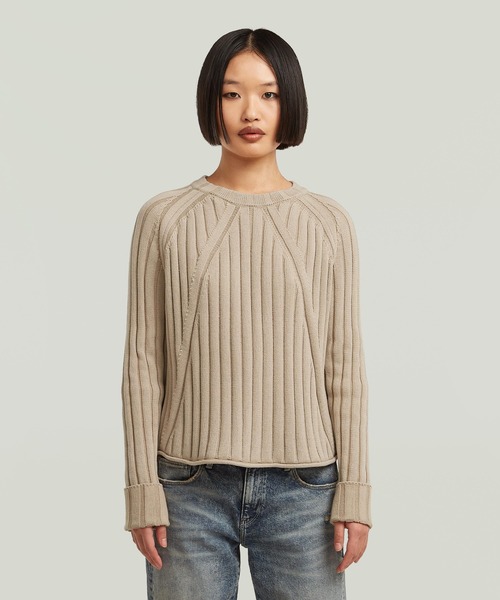 G-STAR（ジースター）の「WASHED LOOSE KNIT/ウォッシュ加工オーバーサイズルーズニットセーター（ニット/セーター・レディース・ブルー系その他/ベージュ系その他・SMALL/X-SMALL/MEDIUM）」の3枚目の写真