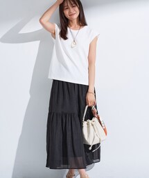 【2点セット／着回し◎】ノースリーブ＆ティアードスカート カセット服