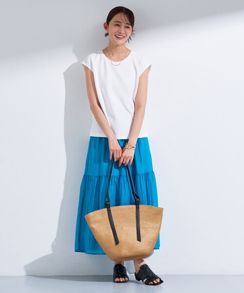 INDIVI（インディヴィ）の「【2点セット／着回し◎】ノースリーブ＆ティアードスカート カセット服（ワンピース・レディース・オリーブ系3/ブラック系4/ブルーグリーン・40/38/36/19/15 /13/05）」の21枚目の写真