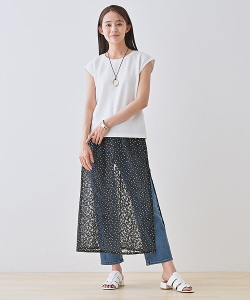 INDIVI（インディヴィ）の「【2点セット／着回し◎】ノースリーブ＆ティアードスカート カセット服（ワンピース・レディース・オリーブ系3/ブラック系4/ブルーグリーン・40/38/36/19/15 /13/05）」の22枚目の写真