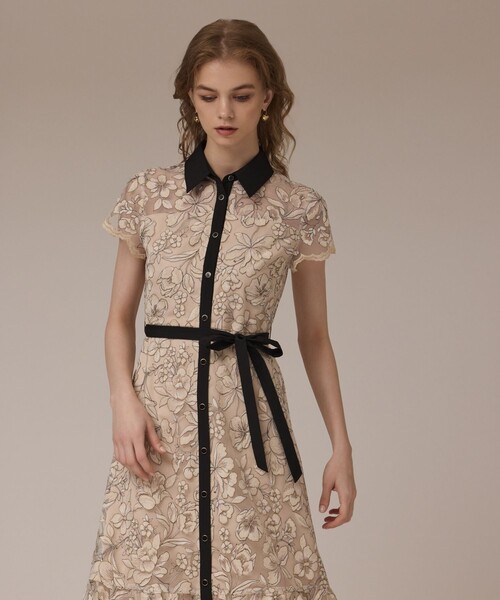 チュールフラワー刺繍ワンピース（ドレス）｜GRACE CONTINENTAL