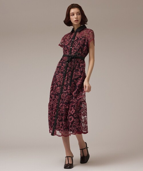 チュールフラワー刺繍ワンピース（ドレス）｜GRACE CONTINENTAL