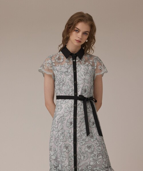 チュールフラワー刺繍ワンピース（ドレス）｜GRACE CONTINENTAL