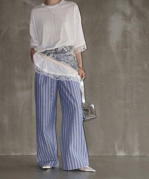 ふぁんふぁん✩.*˚ オーダー品 レースフレーム オーバーサイズTシャツ chw25s081-ファッション