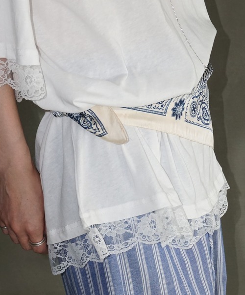 chuclla（チュクラ）の「レースフレーム オーバーサイズTシャツ chw25s081（Tシャツ/カットソー・レディース・ホワイト/ブラック/グレー・FREE）」の6枚目の写真