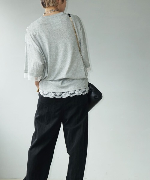 chuclla（チュクラ）の「レースフレーム オーバーサイズTシャツ chw25s081（Tシャツ/カットソー・レディース・ホワイト/ブラック/グレー・FREE）」の21枚目の写真