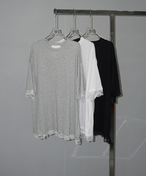 レース付きホワイトTシャツ 38サイズ 自由区｜【カタログ掲載・洗える】レースエッジ Tシャツ&タンク