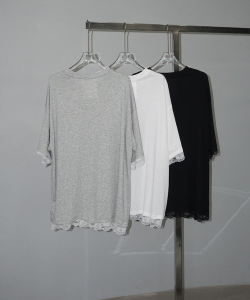 レースフレーム オーバーサイズTシャツ chw25s081-ファッション