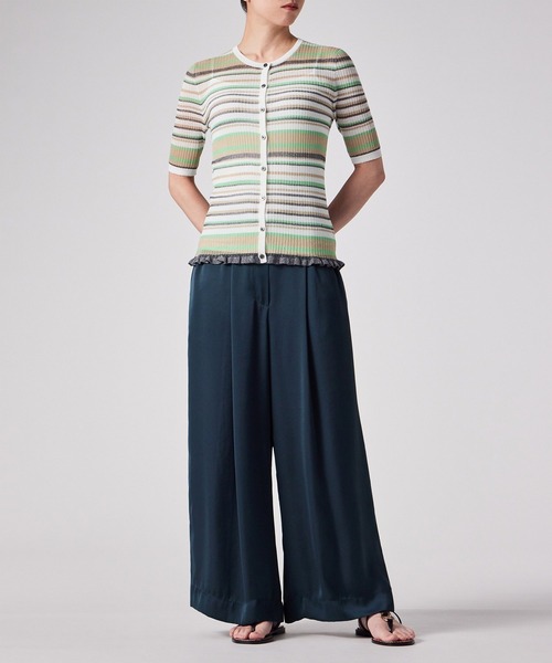 Paul Smith（ポールスミス）の「ウィメンズ ラメボーダー リブ カーディガン / 255202 KN165（カーディガン/ボレロ・レディース・ミント/ブラック・MEDIUM）」の5枚目の写真