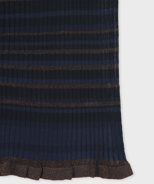 Paul Smith（ポールスミス）の「ウィメンズ ラメボーダー リブ カーディガン / 255202 KN165（カーディガン/ボレロ・レディース・ミント/ブラック・MEDIUM）」の9枚目の写真