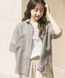 ITEMS URBANRESEARCH | シアーストライプハンソデシャツ(シャツ/ブラウス)