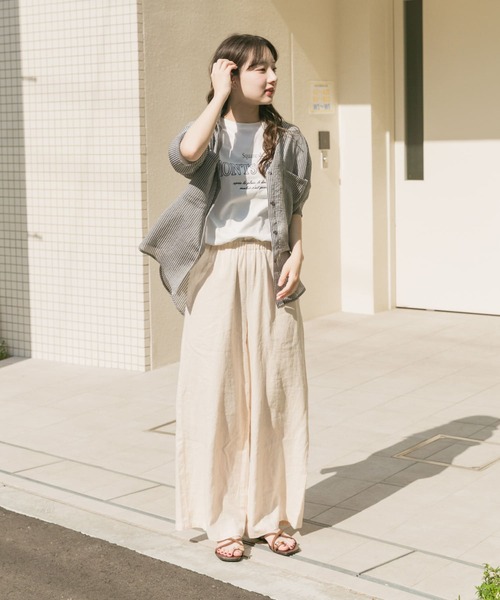 ITEMS URBANRESEARCH(アイテムズ アーバンリサーチ)の「シアーストライプハンソデシャツ(シャツ/ブラウス・レディース・ブラック/ベージュ/ブラウン・FREE)」の12枚目の写真