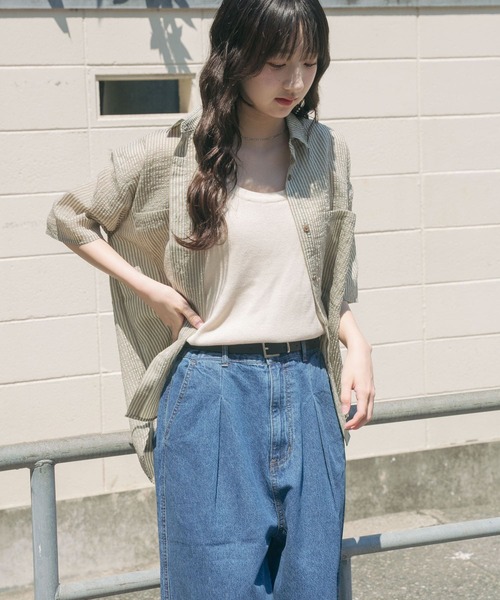 ITEMS URBANRESEARCH(アイテムズ アーバンリサーチ)の「シアーストライプハンソデシャツ(シャツ/ブラウス・レディース・ブラック/ベージュ/ブラウン・FREE)」の16枚目の写真