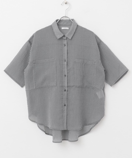 ITEMS URBANRESEARCH(アイテムズ アーバンリサーチ)の「シアーストライプハンソデシャツ(シャツ/ブラウス・レディース・ブラック/ベージュ/ブラウン・FREE)」の20枚目の写真