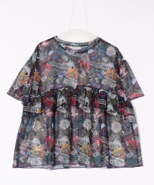 152703：POP総柄チュールシアープルオーバー（Tシャツ