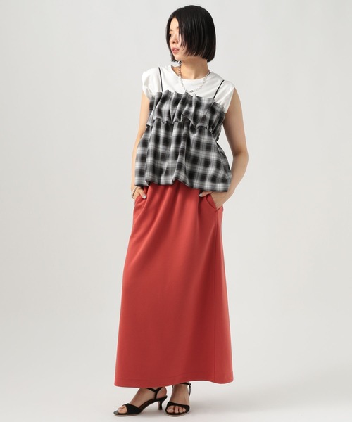 BAYFLOW（ベイフロー）の「[レイヤードスタイルに]チェックビスチェ（その他トップス・レディース・ライトブラウン/ネイビー/ブラック・FREE）」の4枚目の写真