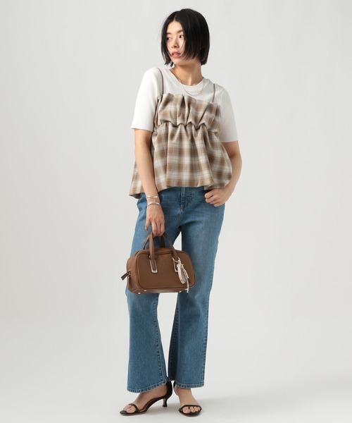 BAYFLOW（ベイフロー）の「[レイヤードスタイルに]チェックビスチェ（その他トップス・レディース・ライトブラウン/ネイビー/ブラック・FREE）」の7枚目の写真