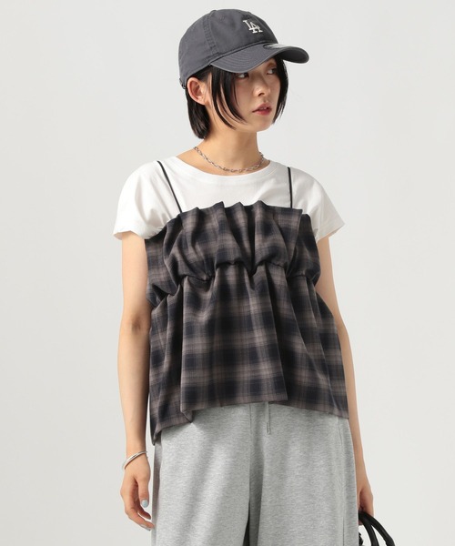 BAYFLOW（ベイフロー）の「[レイヤードスタイルに]チェックビスチェ（その他トップス・レディース・ライトブラウン/ネイビー/ブラック・FREE）」の10枚目の写真