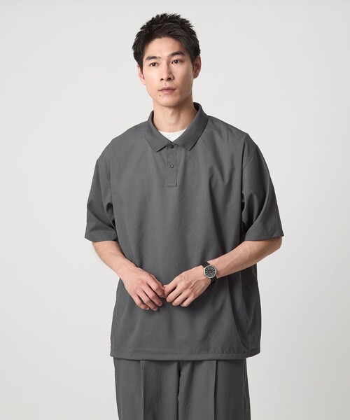 green label relaxing（グリーンレーベルリラクシング）の「DotAir ヘムコード ポロシャツ（ポロシャツ・メンズ・ブラック/グレー系/ダークブラウン・L/M/S/XL）」の21枚目の写真