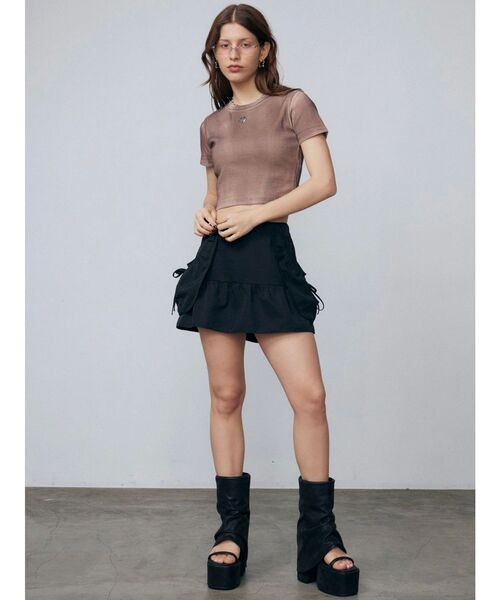 EMODA（エモダ）の「スプレープリントコンパクトTシャツ（Tシャツ/カットソー・レディース・ブラウン/ピンク/ブラック/ホワイト・FREE）」の11枚目の写真