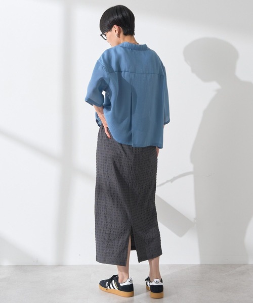 AMERICAN HOLIC(アメリカンホリック)の「接触冷感シアー開襟半袖シャツ(シャツ/ブラウス・レディース・ブルー/アイボリー/ブラック/モカ・M/L)」の7枚目の写真